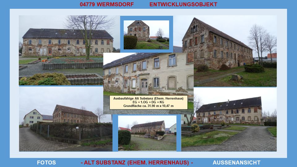 4-Seiten-Hof. Entwicklungs- Grundstück. Mehrfamilienhaus. Scheune. Hof. Sanierungsobjekt. Mehrgenerationen WG möglich. Mietobjekt. Ausbaureserven. Pferdehaltung möglich in Wermsdorf