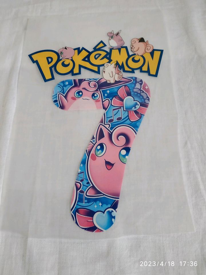 Pokémon Langarmshirt Gr 116-152 m.versch.Geb.Zahlen u.Applikation in Niederschönenfeld