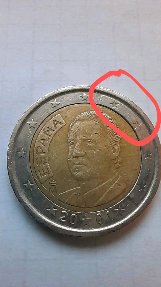 2 Euro Münze Spanien 2001, Fehlprägung in Mittweida