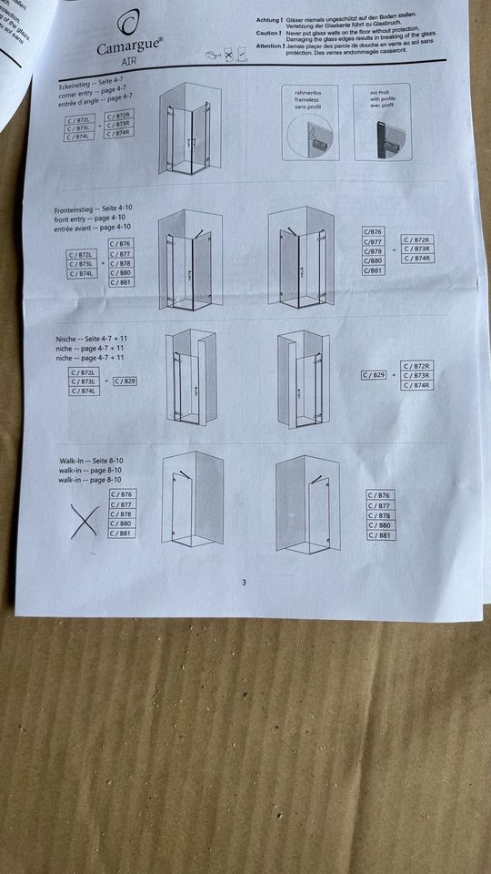 Camargue Air 2.0 Duschwand B81 Walk-in Dusche in Auerbach (Vogtland)