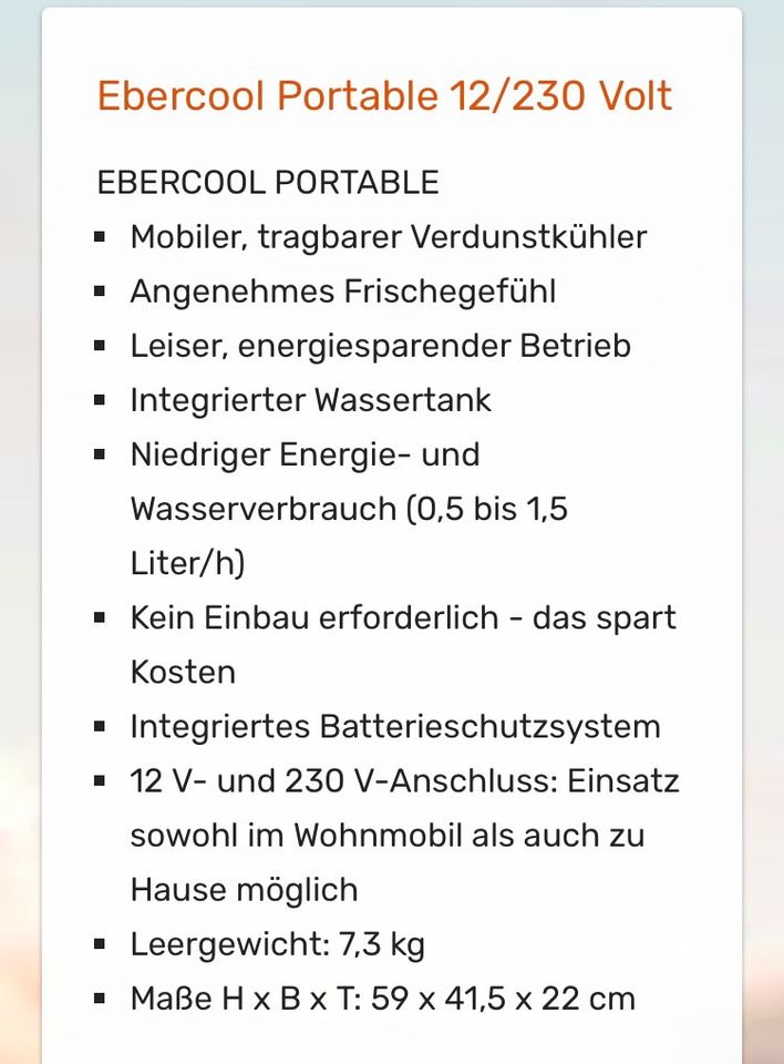 Klimaanlage für Wohnmobil oder Zuhause von ,, Eberspächer“ in Drei Gleichen