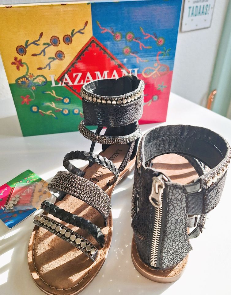 Lazamani Römer Sandalen Nieten Sandalette Bänder Leder komplett ♥ in Steinau an der Straße