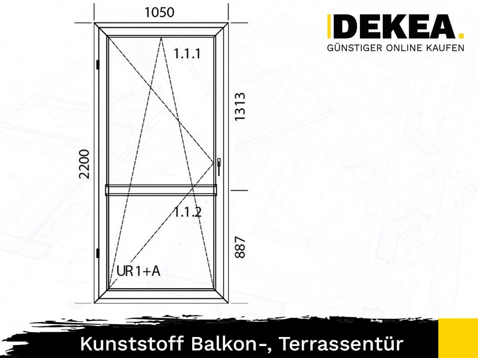 PVC Eingangstür Terrassentür nach Maß Kunststoff Außentür Fenster Balkonür Kunststofftür Tür 105 x 220 cm Kunststofffenster PVC-Fenster bis zum boden optional mit Außenrolladen in Dresden