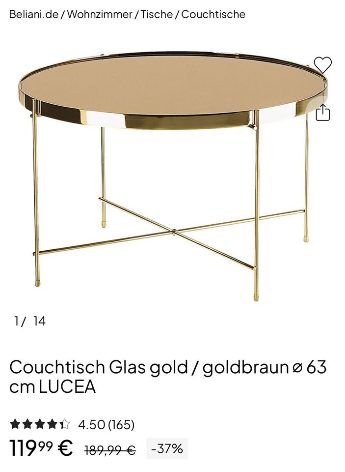 Couchtisch gold glas Neu! in Werne