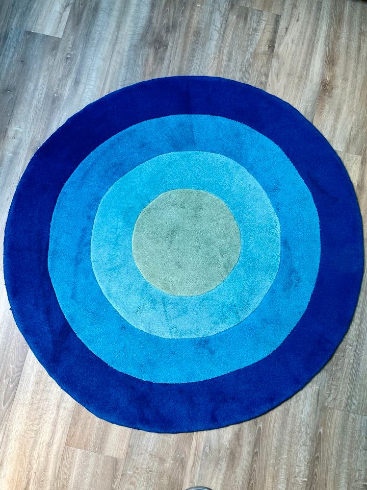 Jako-o Teppich Rund Ringe blau 130 cm in Geldern