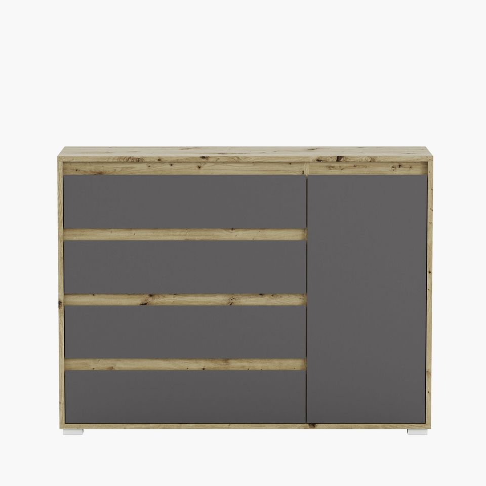 Kommode Eiche/Grau Schranck Anrichte Sideboard in Beelen