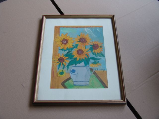Bild mit Sonnenblumen Holzrahmen mit Glas in Euskirchen