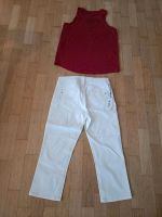 Esprit Capri Hose weiß + Top rot Damen Shirt Bermuda Chino Stretc Baden-Württemberg - Ulm Vorschau