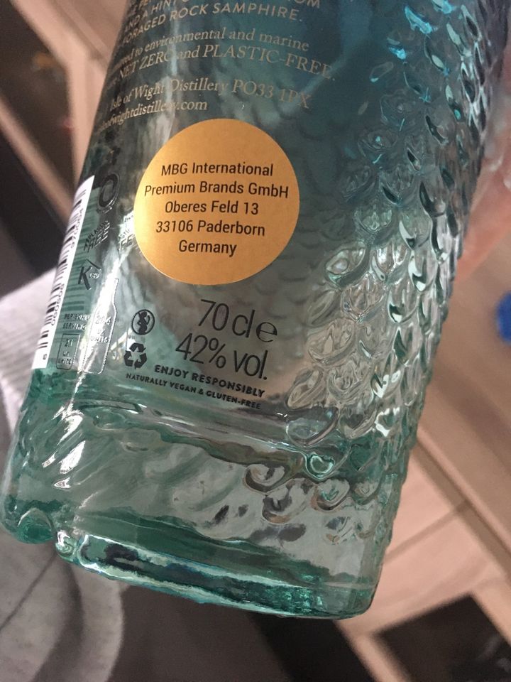 Gin Mermaid Flasche blau leer Deko in Heusweiler