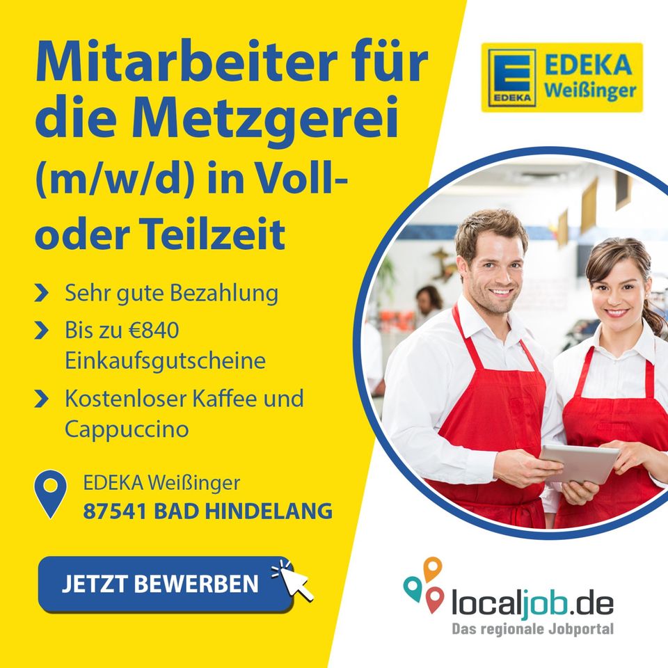 Mitarbeiter für die Metzgerei (m/w/d) in Bad Hindelang gesucht | www.localjob.de in Hindelang