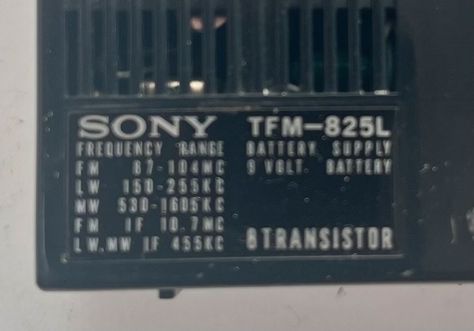 Sony Batterie Radio TFM 825 L Vintage 60er 70er Jahre in Schwarme