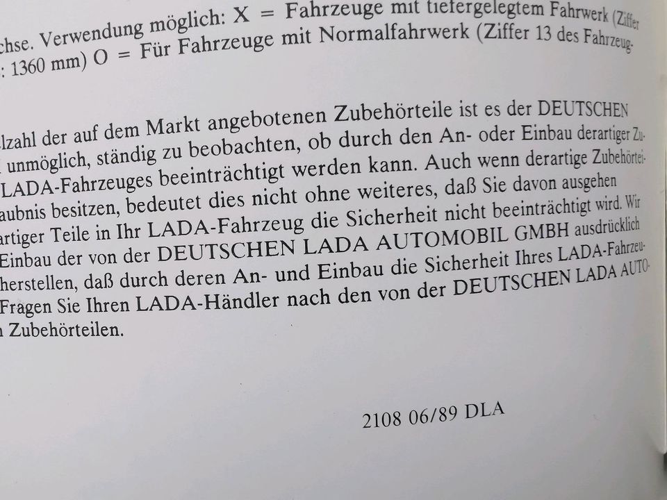 Bedienungsanleitung Lada 2108 2109 Samara 1989 Vaz BA3 in Langwedel