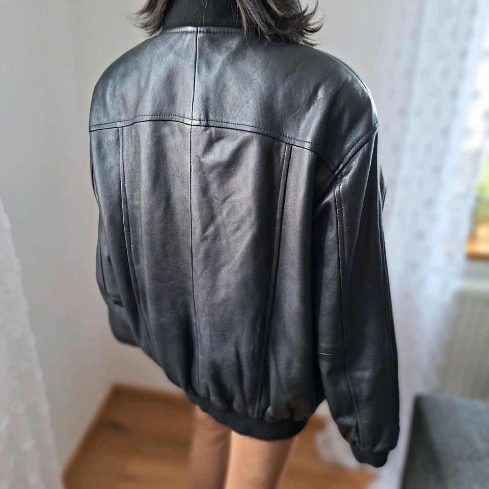 ❤️ Vintage Leder Jacke Blouson Blouson Gr. 52 in Birkweiler