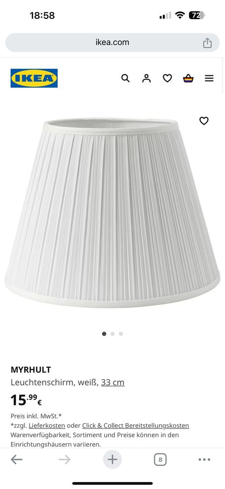 Ikea Lampe Lampenschirm myrhult 33cm in Moers