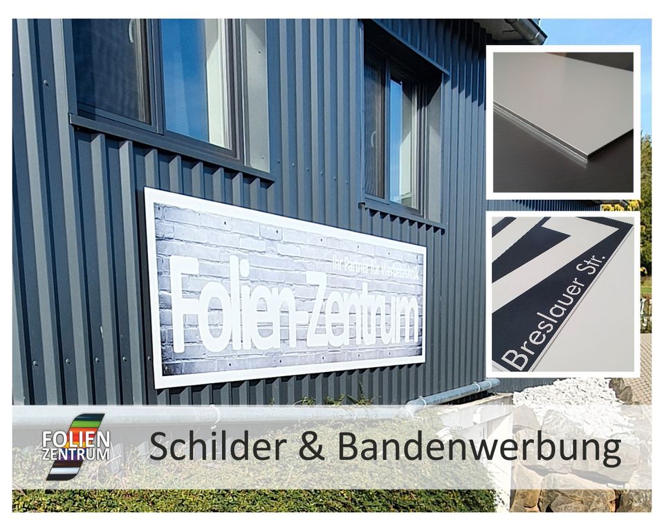 Werbeschilder Schilder Platten Fassadenschilder Werbetafel Eingangsschild  Werbung Bandenwerbung Sportplatzwerbung Sponsorenbanner  Aluminiumverbundplatten in Hessen - Angelburg, Auto-Reparaturen und  Dienstleistungen