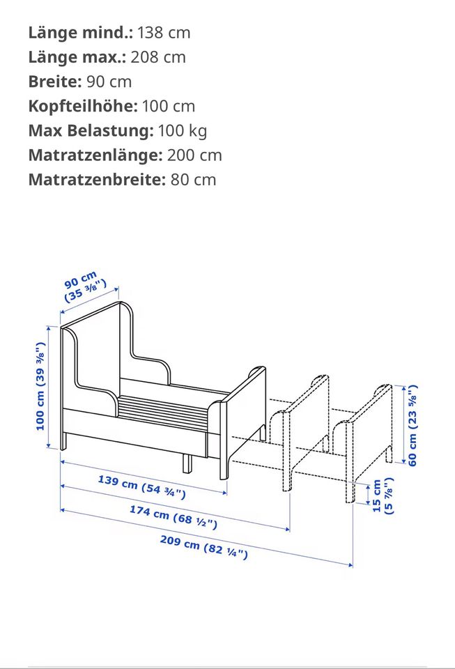 Kinderbett „Busunge“ ausziehbar von IKEA in Chemnitz