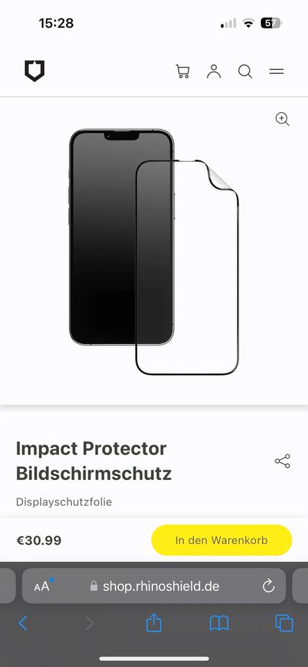 Rhinoshield 3D Impact Displayschutz für iPhone 13 / 13 Pro in Öhringen