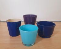 Topf Set blau lila 4x Übertöpfe Orchideentopf 11 - 13 cm Ton Glas Baden-Württemberg - Dossenheim Vorschau