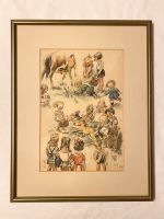 Zeichnung Kinder und Pferde, W. Schleicher 1936 Bayern - Karlstadt Vorschau