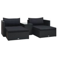 5-tlg. Garten-Lounge-Set mit Auflagen Poly Rattan Schwarz Bayern - Rötz Vorschau