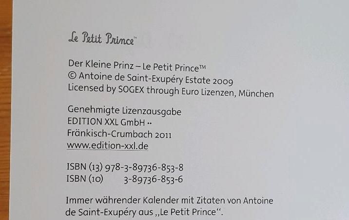 Der kleine Prinz - immer währender Kalender - Saint-Exupéry in Hameln