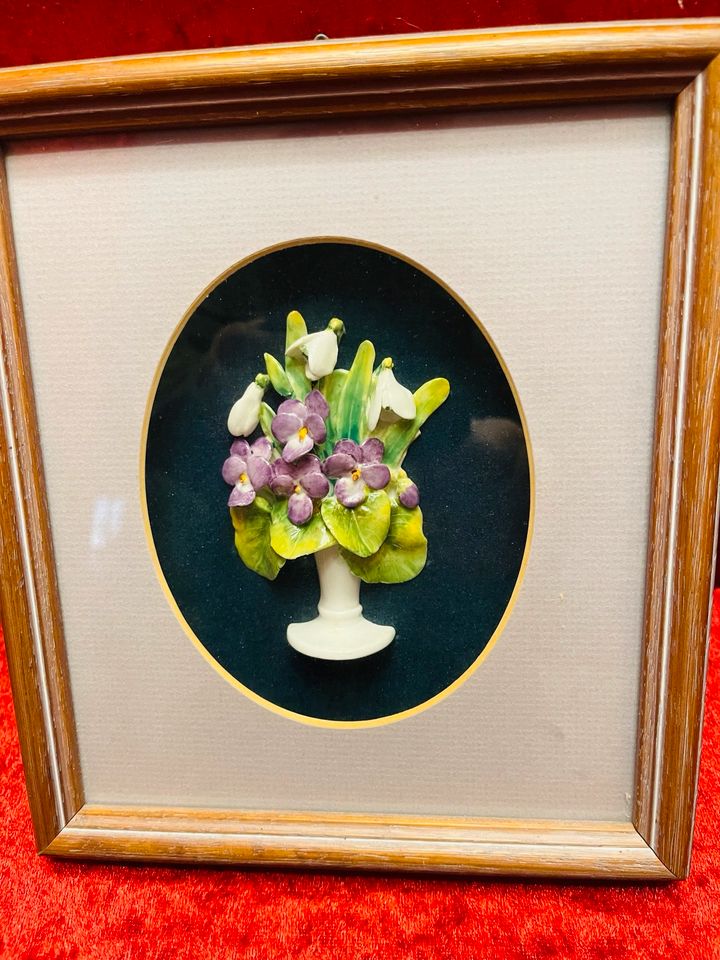 ⚜️Edles ⚜️Porzellan Bild /Style des Biedermeier m Blumen und Vase in Stahnsdorf