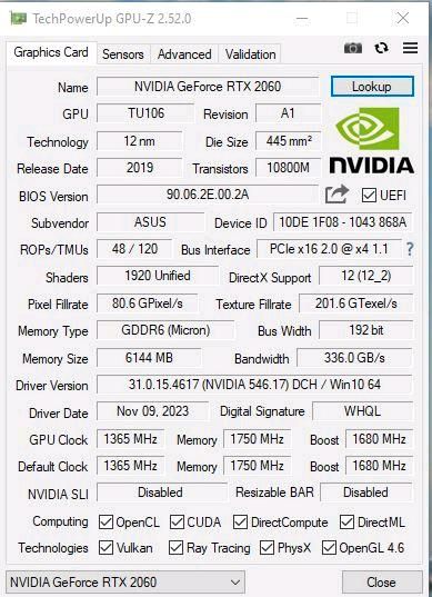 ASUS GeForce RTX 2060 Turbo 6GB DDR6 in Filderstadt