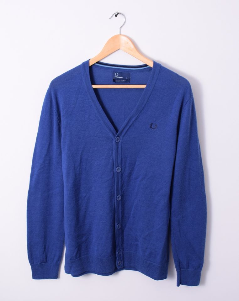 Fred Perry Cardigan 100% Merino Wolle Pullover Herren Gr.L Blau in Frankfurt (Oder)