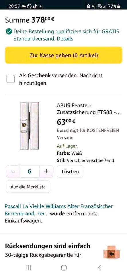 4x ABUS Fenster-Zusatzsicherung FTS88 gleichschließend, gebraucht in Hamburg