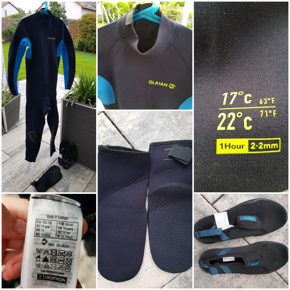 Neoprenanzug, Surfschuhe/ Wasserschuhe und Surfsocken in Gerolsheim