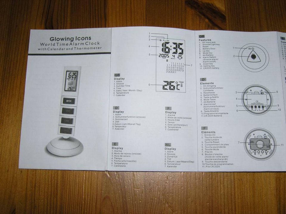 Wetterstation mit Weltzeit, Wecker, Kalender und Thermometer in Gangkofen