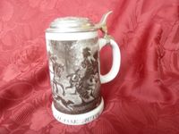 Fine China Lichte Bierkrug Zinndeckel Jagd Jagd Krug Berlin - Hellersdorf Vorschau