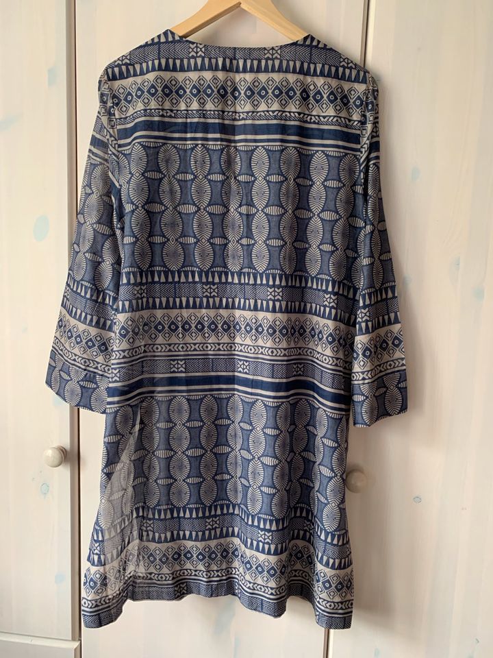 Caliban Tunika 46 Blau Grau Bluse Sommer Baumwolle Longbluse in Essen