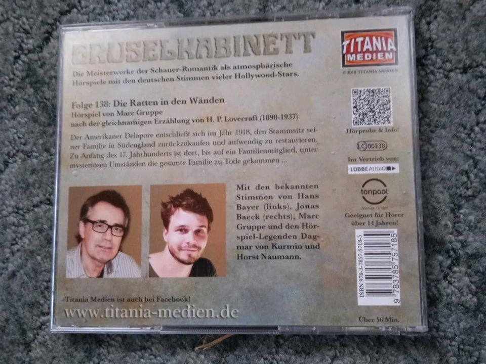Gruselkabinett 138: Die Ratten in den Wänden Hörspiel-CD in Langelsheim