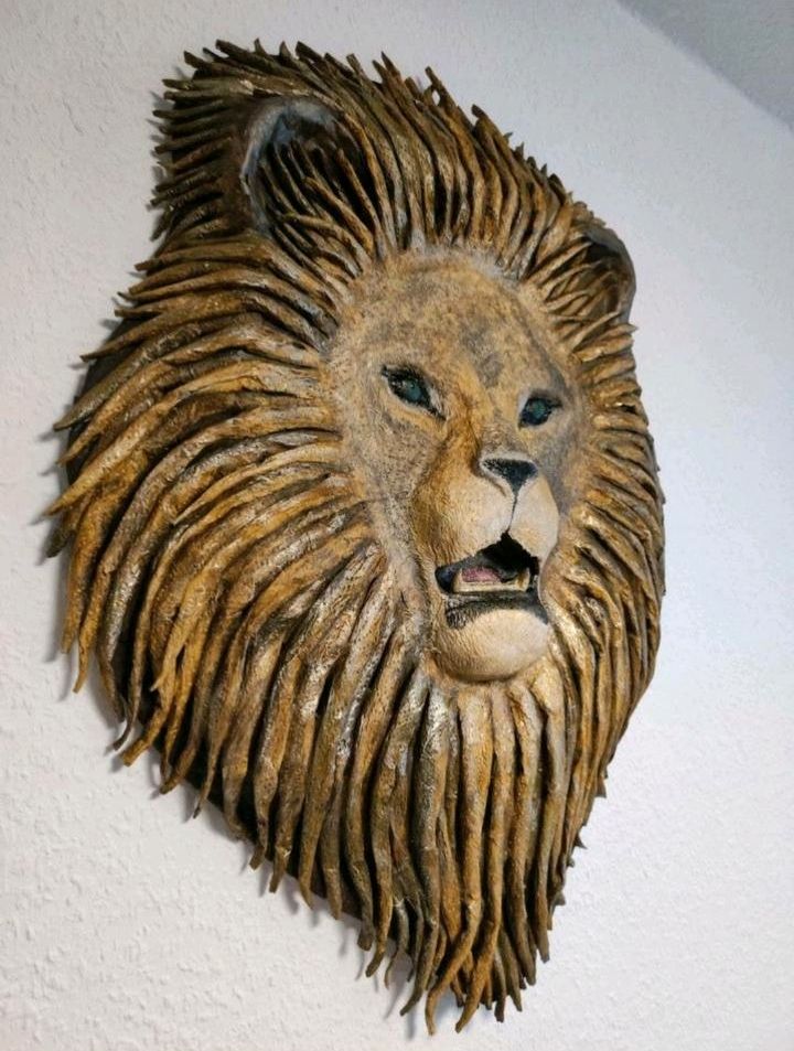 ❤️ Löwe - Wandbild 3D, Skulptur, Unikat, Afrika, Acryl, Pappmaché in Berlin