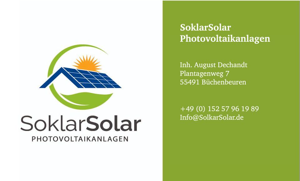 Montage - Installation Solar - PV Anlagen DC & AC inkl. Anmeldung in Büchenbeuren