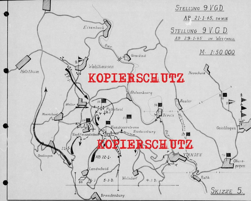 KTB 9.VGD EIFEL WESTWALL ARDENNEN LUXEMBURG SCHUMANNS ECK WILTZ in Prüm