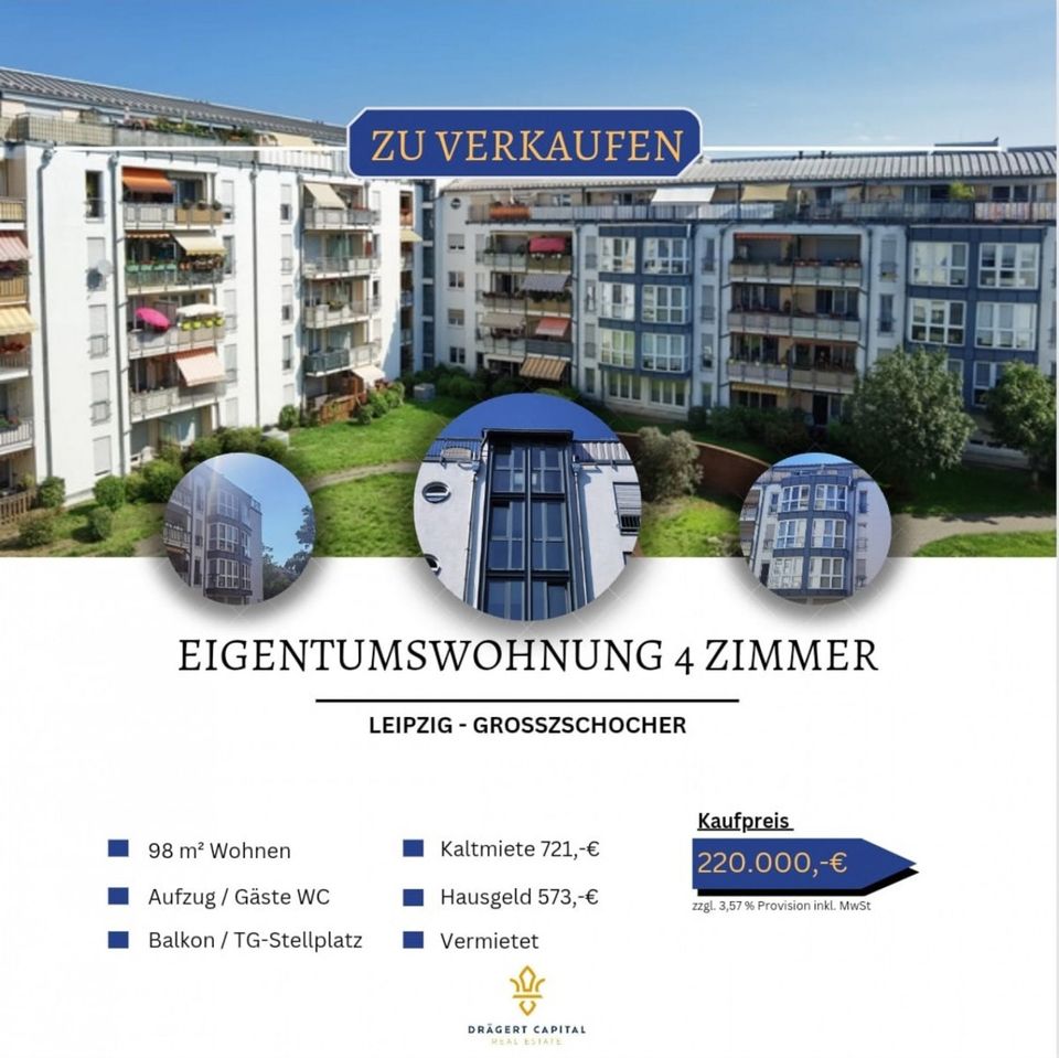 Familienfreundliche 4 Zimmerwohnung mit Balkon und Tiefgaragenstellplatz in Leipzig