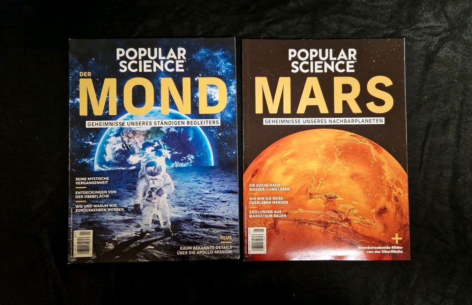 2 x Popular Science Magazine " MARS & MOND" Weltall, Aliens in Ilmenau