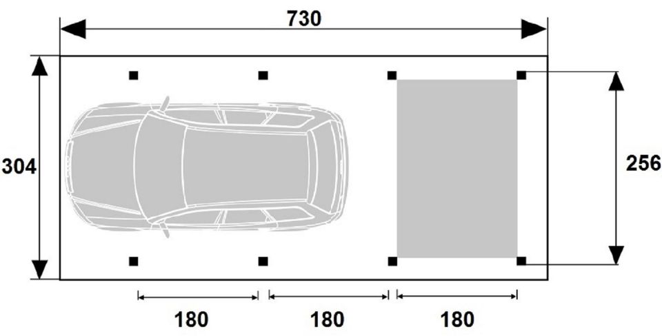 Carport Amrum 2 KDI Grün 300 x 730 cm ohne Dacheindeckung Einzelcarport Doppelcarport Abstellplatz Autounterstand Holzunterstand Holzschuppen Garage in Birstein