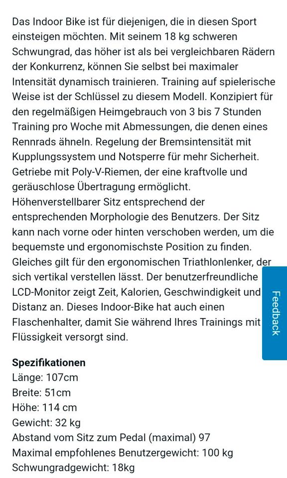 Indoor Bike von Decathlon in Reutlingen