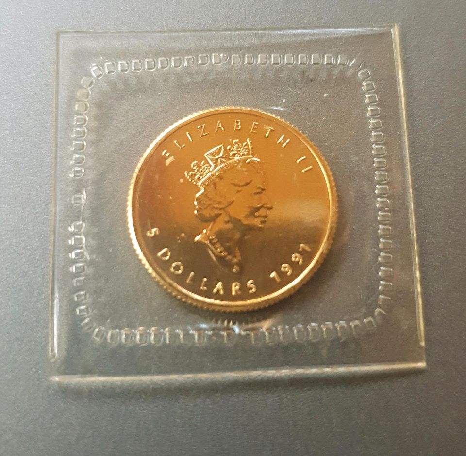 1991 Kanada 1/10 Oz 9999 Fine Gold Sammlermünze Queen Elisabeth in Erding