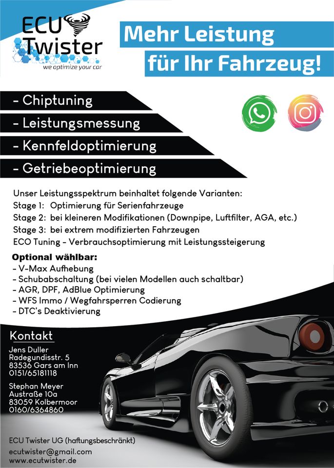 Chiptuning, Kennfeldoptimierung und Leistungsmessung in Gars am Inn