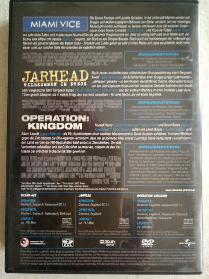 Operation Kingdom, Jarhead & Miami Vice auf 3 DVD & incl. Versand in Boltenhagen