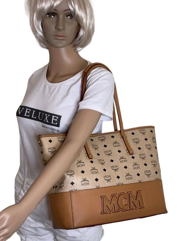 MCM Shopper Bag Tasche Handtasche Henkeltasche Elfenbein Braun in Schleswig