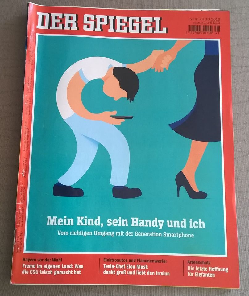 "Der Spiegel" MEIN KIND, SEIN HANDY UND ICH; Nr.41 6.10.2018 in Herrenberg