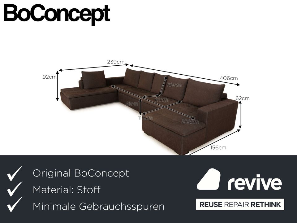 BoConcept Mezzo Stoff Ecksofa Dunkelgrau Braun Recamiere Links in Köln