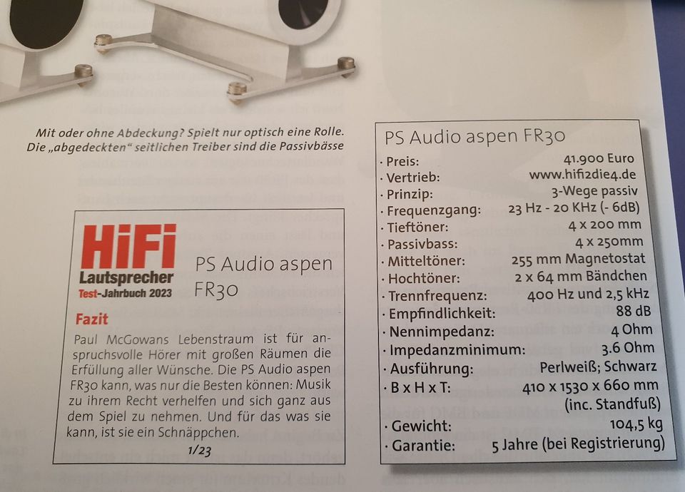 Superangebot PS Audio aspen FR 30, Frühlingssale in Berlin