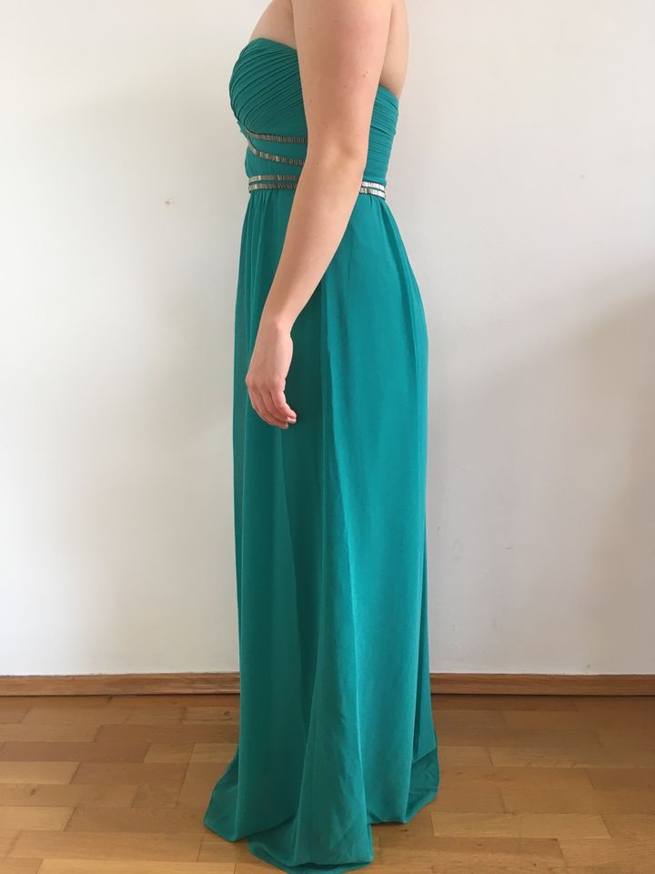 Trägerloses Abendkleid von ESPRIT, Perlen-Applikationen, türkis in Leipzig