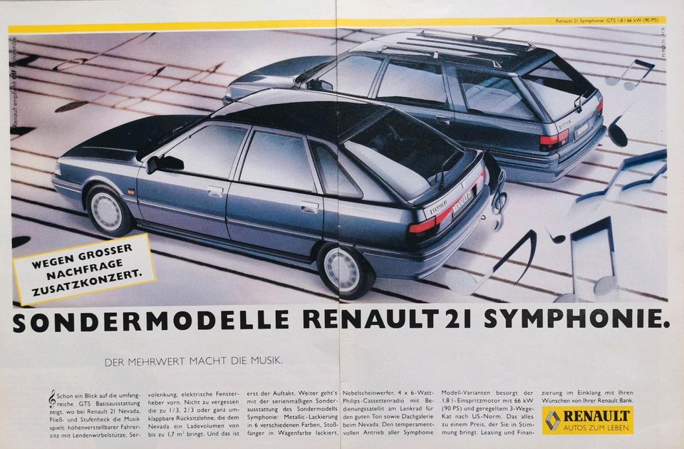 Renault 21 Reklame Berichte Turbo TXI TL Nevada GTS Symphonie in Hanau